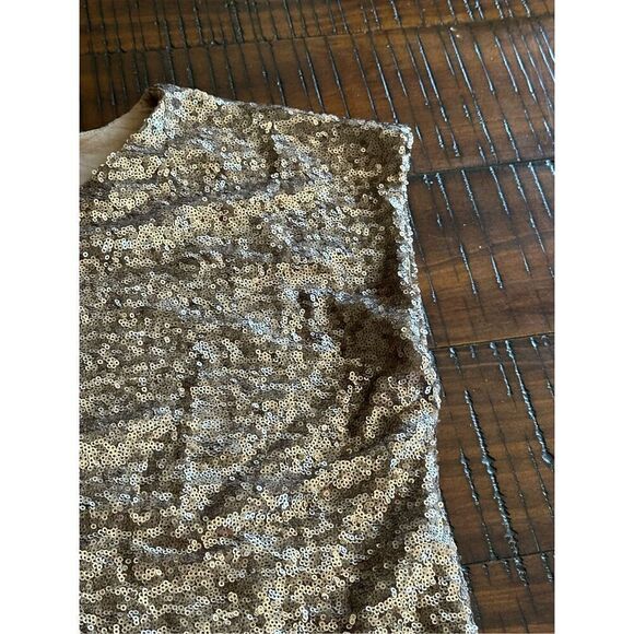 WD.NY party cocktail sequin top shirt L bronze gold - Picture 3 of 7